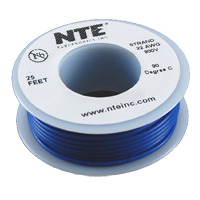 NTE Electronics 22 Gauge Stranded Wire 25 feet - Blue