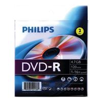 Philips DVD-R 16x 4.7 GB/120 Minute Disc 2-Pack Zip Pouch