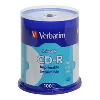 Verbatim CD-R 52X 700MB/80 Minute White Inkjet Printable 100 Pack Spindle