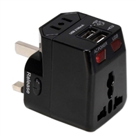 QVS Premium World Power Travel Adapter Kit with Surge Protection and 2.1Amp Dual-USB Charger