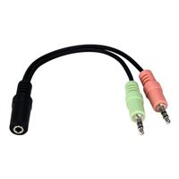 QVS 3.5mm Male to Dual RCA Audio Cables Male 6 ft. - Black - Micro Center