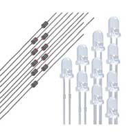 NTE Electronics LED 3MM Red Water Clear Lens 800MCD & 1/8W 220 OHM Resistor - 25 Piece