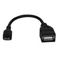 QVS Micro-USB (Type-B) Male to USB 2.0 (Type-A) Female Slim OTG Adaptor for Smartphone or Tablet 6 in. - Black