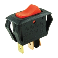 NTE Electronics Miniature Snap-In Nylon Illuminated Rocker - Red Switch