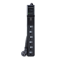 CyberPower Systems 6-Outlet 500J Surge Protector w/ 2 USB Ports & 4 ft. Cord - Black