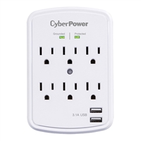 CyberPower Systems 6-Outlet 1,200J Surge Protector w/ 2 USB Ports - White