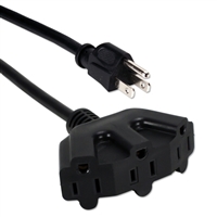 QVS 15 ft. Three Angle Outlet 3-Prong Power Extension Cord