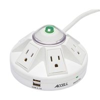 Accell Powramid Power Center - Surge Protector and USB Charging Station