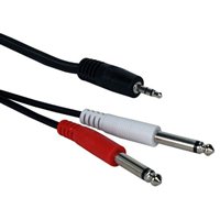 QVS 3.5mm Male to Dual 1/4&quot; Male Audio Y Adapter Cable 10 ft. - Black