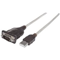 Manhattan USB 2.0 (Type-A) Male to DB-9 RS-232 Male Serial Adapter 18 in. - Silver