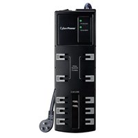 CyberPower Systems 10 Outlet 3,600 Joules w/ 2 USB (2.4A) Charging Ports 6 ft. Cord Surge Protector - Black