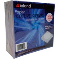 Inland Paper CD/DVD Sleeves 100 Pack - White