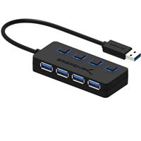 Sabrent USB 3.1 (Gen 1 Type-A) 4 Port Hub w/ Power Adapter - Black