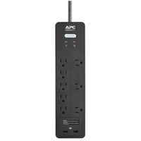 APC SurgeArrest Home/Office Surge Protector, 8 Outlets, 2160 Joules, 2 USB charging ports (2.4A), w/ 6 ft. Cord - Black