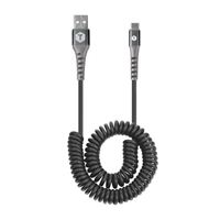 Tough Tested USB 2.0 (Type-A) Male to USB 2.0 (Type-C) Male Durable Heavy Duty Coiled Cable - Black