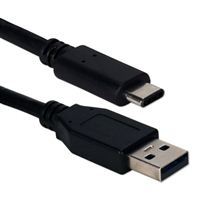 QVS USB 2.0 (Type-C) Male to USB 2.0 (Type-A) Male 3.3 ft. Sync/Charge Cable - Black
