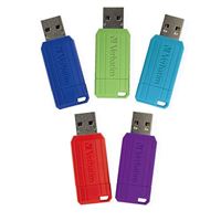 Verbatim 32GB PinStripe USB 2.0 Flash Drive 5 Pack - Assorted Colors