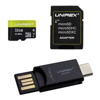 Unirex 32GB microSDXC Class 10 Flash Memory Card with Adapter and...