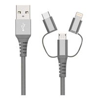Cirago 3-in-1 Sync and Charge Cable with Lightning, USB-C, Micro USB Connectors 4 ft. - Space Gray