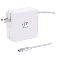 Manhattan 60 W Power Delivery Wall Charger w/ Built-in USB-C Cable and USB 2.0 Type-A Charging Port - White