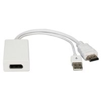 QVS HDMI Male/ USB 2.0 Type-A Male to DisplayPort Female 4K Active Video Converter - White