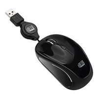 Adesso Retractable Optical Wheel Mouse USB - Black