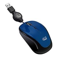 Adesso Retractable Optical Wheel Mouse USB - Blue