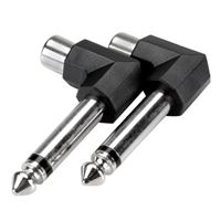 Hosa Technology RCA Female to 1/4&quot; TS Right Angle Male Audio Adapter 2 Pack - Black