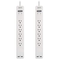 APC SurgeArrest Essential PE64U2WGDP 6-Outlet Surge Protector and 2 USB Ports w/ 4 ft. Cable (2-Pack) - White