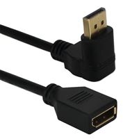 QVS Up Angle DisplayPort Male to DisplayPort Female Ultra HD 4K Adapter 6 in. - Black