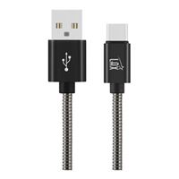 LAX Gadgets USB Type-C to USB 2.0 (Type-A) Braided Charge/ Sync Smartphone Cable 4 ft. - Black