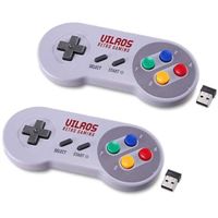 Vilros Wireless USB Retro Gaming SNES Style Gamepads - 2 Pack - Raspberry Pi, Mac, and Windows Compatible