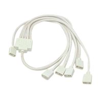Micro Connectors Premium Sleeved 3-Pin 1 to 5 Addressable (ARGB) Splitter Cable - White