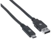 Manhattan USB 3.1 (Gen 1 Type-C Male) to USB 3.1 (Gen 1 Type-A Male) Data Sync/ Charge Cable 6.6 ft. - Black
