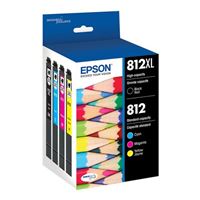 Epson T812, Color Standard-Capacity and Black High Capacity Ink Cartridges, C/M/Y/XL-K 4-Pack T812XL-BCS