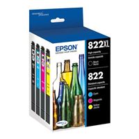 Epson T822, Color Standard-Capacity and Black High Capacity Ink Cartridges, C/M/Y/XL-K 4-Pack T822XL-BCS
