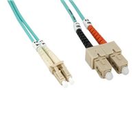 Micro Connectors OM3 LC Male to SC Male 10G Multi-Mode Fiber Optic Cable 16.4 ft. - Aqua