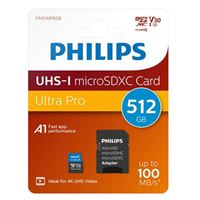 Philips 512GB microSDXC Class 10/ U3/ V30/ UHS-1 Flash Memory Card with Adapter