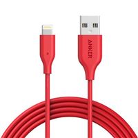 Anker Powerline Lightning Male to Usb 2.0 (Type-A) Male Charge/ Sync Cable 6 ft. - Red