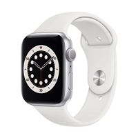 Apple Watch Series 6 GPS 44mm Silver Aluminum Smartwatch - White Sport Band