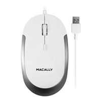 MacAlly USB Optical Quiet Click Mouse for Mac/PC in White & Aluminum