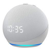 Echo Dot Echo Dot 4th Gen with clock com assistente virtual Alexa,  display integrado glacier white 110V/240V