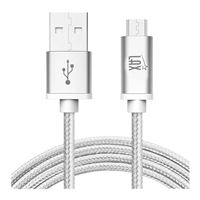 LAX Gadgets Micro USB 2.0 Android Durable Nylon Braided Tangle Free Charging and Data Sync Cable for Samsung, HTC, Motorola, Nokia, Kindle, MP3, Tablet and More 10 Feet - Silver