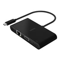 Belkin USB-C Multimedia Adapter (USB-C Hub w/VGA, 4K HDMI, USB 3.0, Ethernet Ports) for MacBook Pro, iPad Pro, Surface Pro, Chromebook More