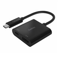 Belkin USB-C to HDMI Adapter + Charge (Supports 4K UHD Video, Passthrough Power up to 60W for Connected Devices) MacBook Pro HDMI Adapter (AVC002btBK)