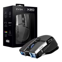 EVGA X20 Gaming Mouse Wired/  Wireless, Customizable, 16,000 DPI, 5 Profiles, 10 Buttons, Ergonomic 903-T1-20GR-KR - Gray