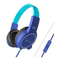Meeaudio KidJamz 3 Child Safe Wired Headphones for Kids with Volume-Limiting Technology and Built-in Microphone and Remote for Video Chatting and Phone Calls - Blue