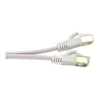 Micro Connectors 75 Ft. CAT 7 Flat Shielded 32AWG Ethernet Cable w/ Cable Clips – White