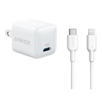 Anker PowerPort PD Nano 20W USB-C Wall Charger with 6-ft USB-C to Lightning Cable - White