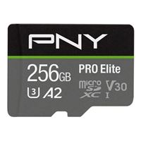 PNY 256GB Pro Elite microSDXC Class 10 / U3 / V30 / A2 Flash Memory Card with Adapter